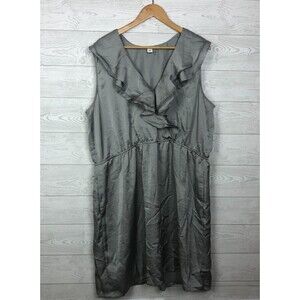 Old Navy Women's Ruffle Sleeveless V Neck Dress Silver Metallic Size XXL